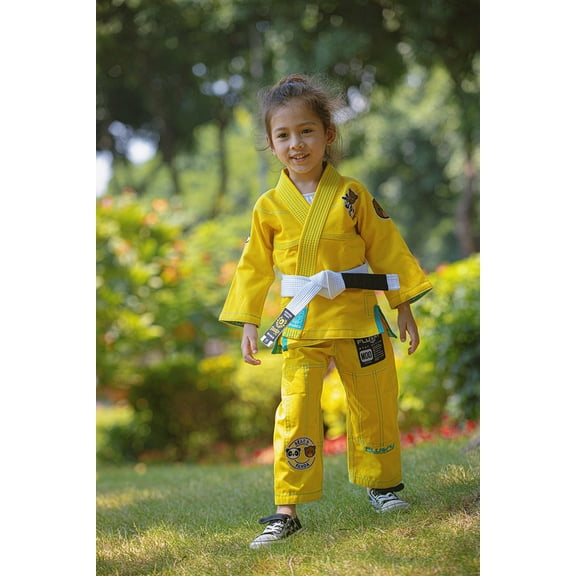 FLUORY Kids Youth Childrens All Around Brazilian Jiu Jitsu BJJ Gi Animal Bears Embroidery no Belt