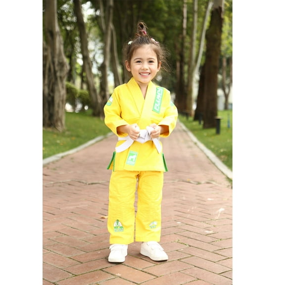 FLUORY Kids Youth Childrens All Around Brazilian Jiu Jitsu BJJ Gi Animal Monkey Embroidery no Belt