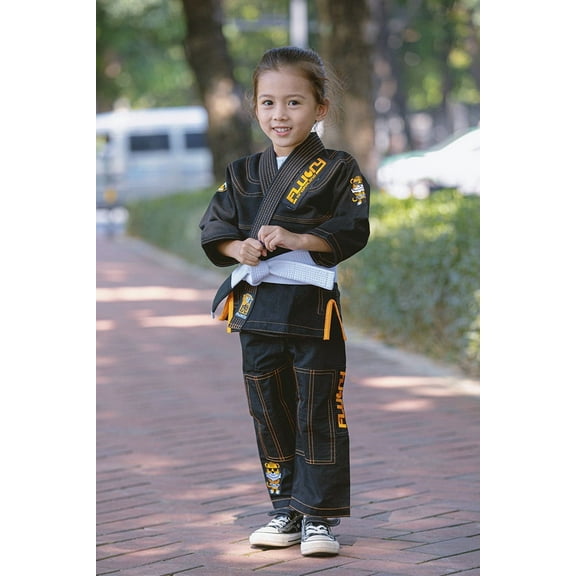 FLUORY Kids Youth Childrens All Around Brazilian Jiu Jitsu BJJ Gi Animal Tigers Embroidery no Belt