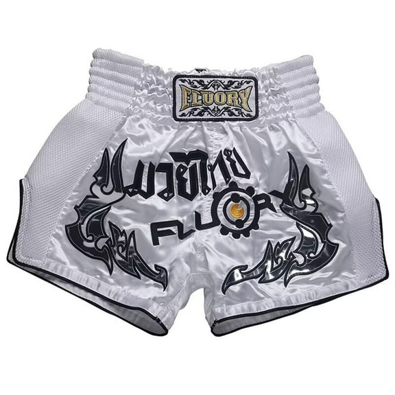 FLUORY Muay Thai Shorts Boxing Shorts Print Free Combat Mixed Martial Arts Boxing Training Match Pants Alphabet Embroidery