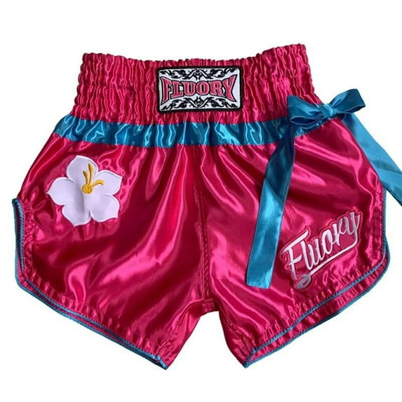 FLUORY Muay Thai Shorts Free Combat Mixed Martial Arts Boxing Training Match Pants Bow Solid Color Shorts