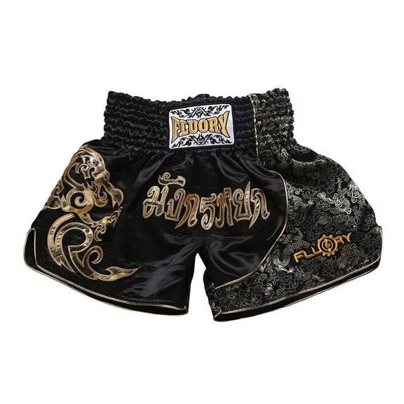 FLUORY Muay Thai Shorts Free Combat Mixed Martial Arts Boxing Training Match Pants Dragon Embroidery
