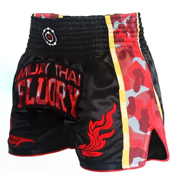 FLUORY Muay Thai Shorts Free Combat Mixed Martial Arts Boxing Training Match Pants Side Hollow out Camouflage Shorts