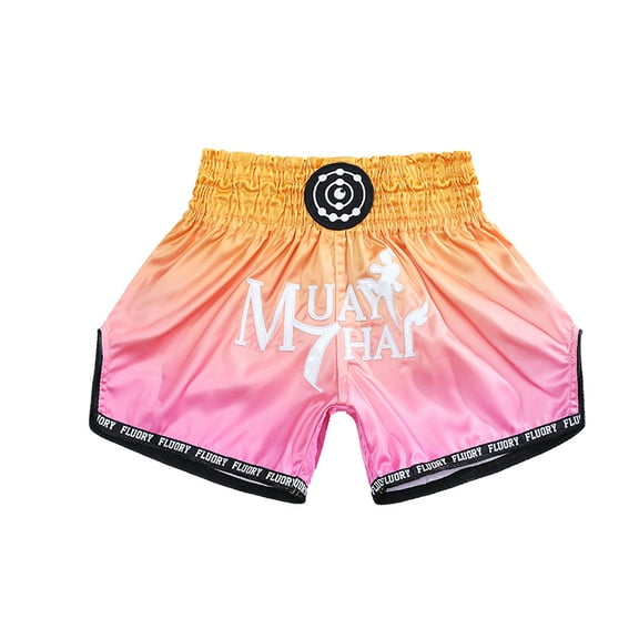 FLUORY Muay Thai Shorts Free Combat Mixed Martial Arts Boxing Training Match Pants Text Embroidery Gradient Shorts
