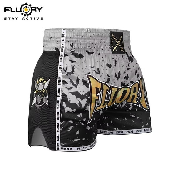 FLUORY Muay Thai Shorts Kid's Sanda Kickboxing Mixed Martial Arts Adult Training Boxing Pants Men's and Women's Printed Shorts