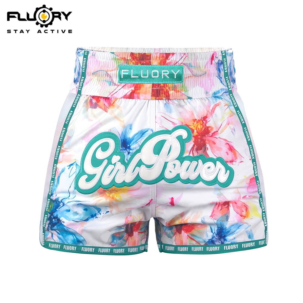 FLUORY Muay Thai Shorts Printing Free Combat Mixed Martial Arts Boxing Training Match Pants Leisure Style Beautiful Flower Print
