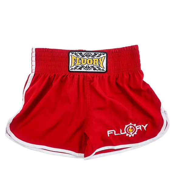 FLUORY Muay Thai Shorts Solid Color Trunks Free Combat Mixed Martial Arts Boxing Training Match Pants Lettering Embroidery