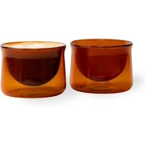 FLUR Latte Glass (Set of 2): For Lattes and Milk Drinks - Makes Latte Art Easier - Double-Walled Borosilicate Glass - Handmade - 7oz (Amber)