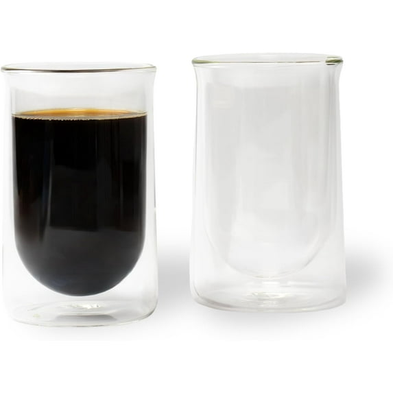 FLUR Tasting Glass (Set of 2): For Coffee, Matcha and Tea - Double-Walled Borosilicate Glass - Handmade - 11oz (Clear)