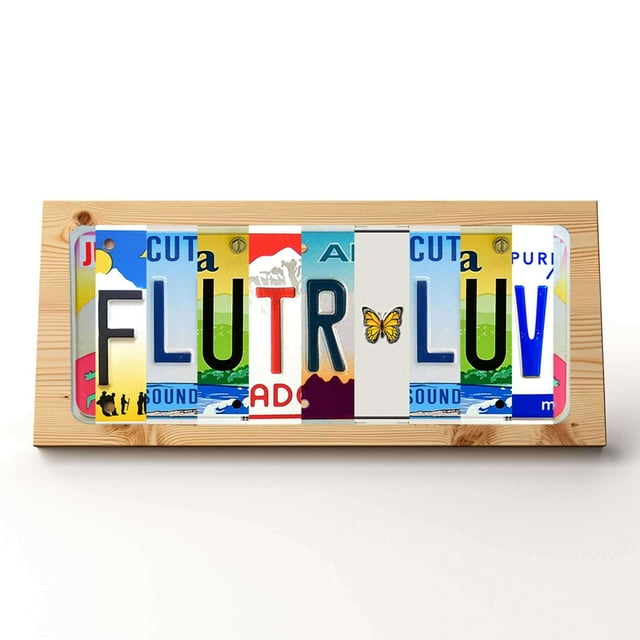 FLUTR🦋LUV Nature Themed Custom Pine Plaque Sign and License Plate