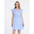 thumbnail image 1 of Time and Tru Women's Cotton Flutter Sleeve Mini Dress, Sizes XS-XXXL, 1 of 6