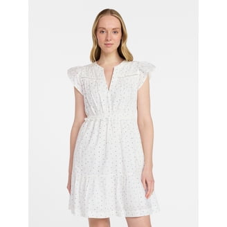 white summer dress short Chic White Boho Summer Dress – Flare Sleeve A-Line Mini Dress Women's Boho Fashion in White | L