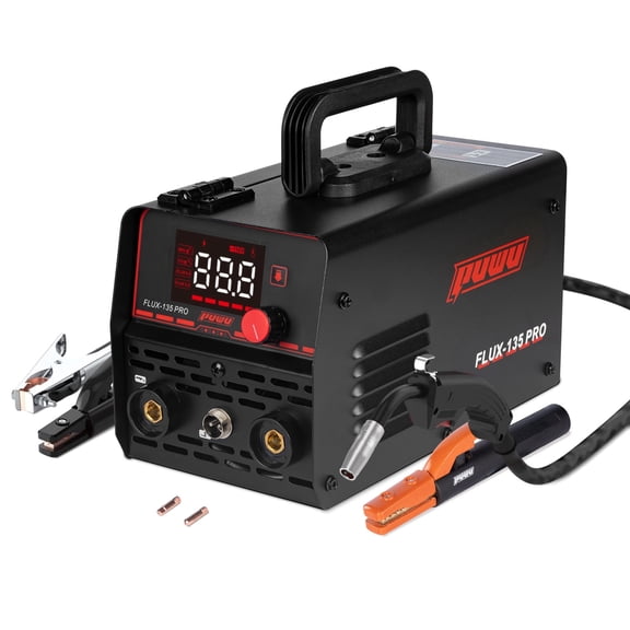 PUWU 135Amp 110V 3-in-1 MIG Welder,Gasless/ Flux Core MIG/Lift TIG/Stick/MMA with LED Display, Arc Force, VRD, Hot Start & Thermal Protection