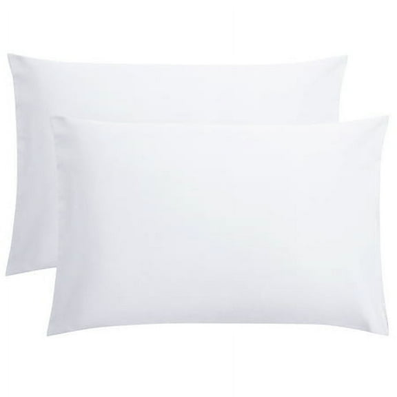 FLXXIE 1800 Count Double Brushed Microfiber Envelope Pillowcases Set of 2, Queen 20" x 30", White