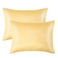 thumbnail image 1 of Flxxie Satin Zipper Pillowcases, Soft Travel Pillow Covers, 13"x18", Yellow, 2 Pieces, 1 of 5