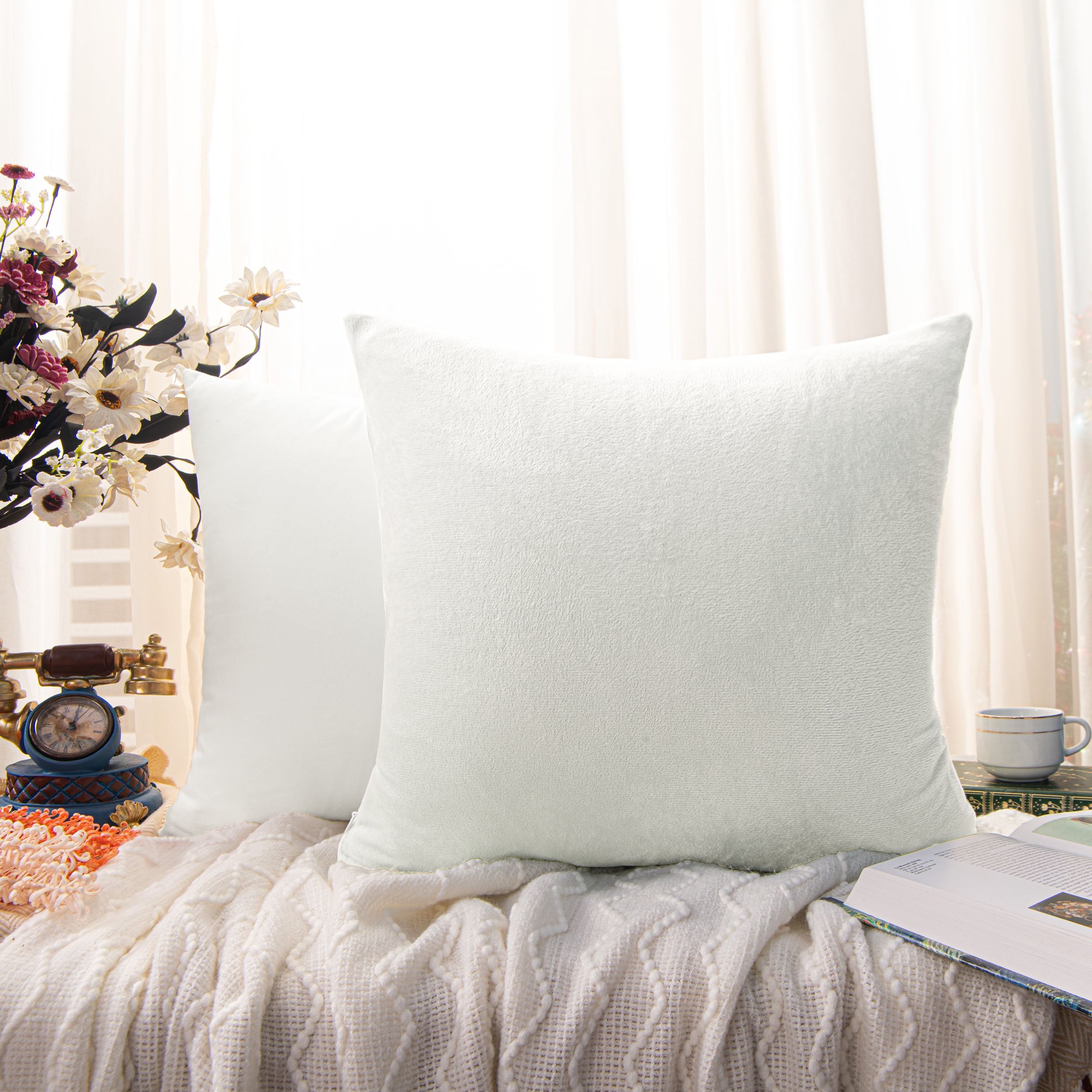 NEW 18 20 Velvet Plain Soft Cushion Cover Throw Pillow Cases Sofa Home  Decor