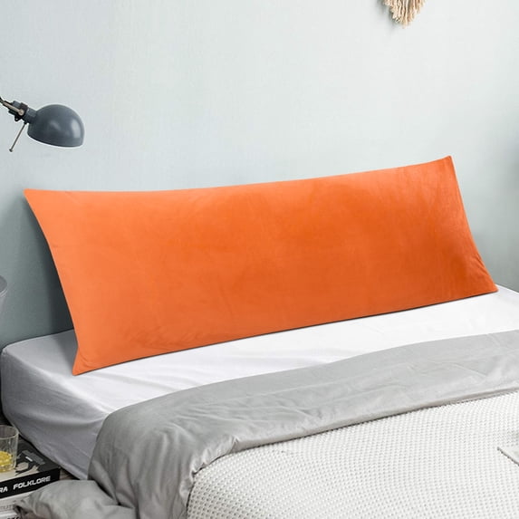 FLXXIE Velvet Body Pillowcase, Warm and Soft Zipper Body Pillow Cover, 20"x54", Orange