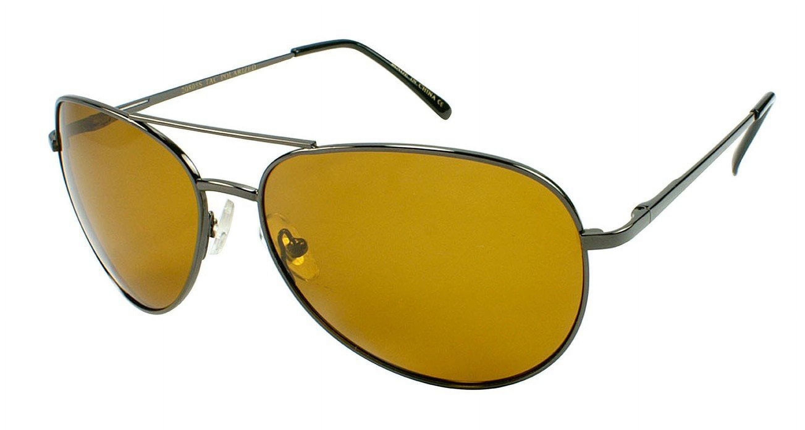 FLY-DEF High-Def Polarized Fishing sunglasses Gold Lens Metal Teardrop Aviator - Gunmetal