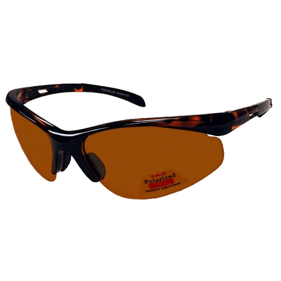 FLY-DEF High-Definition Polarized Fishing sunglasses Gold Lens Semi-Rimless Sports Wrap - Black