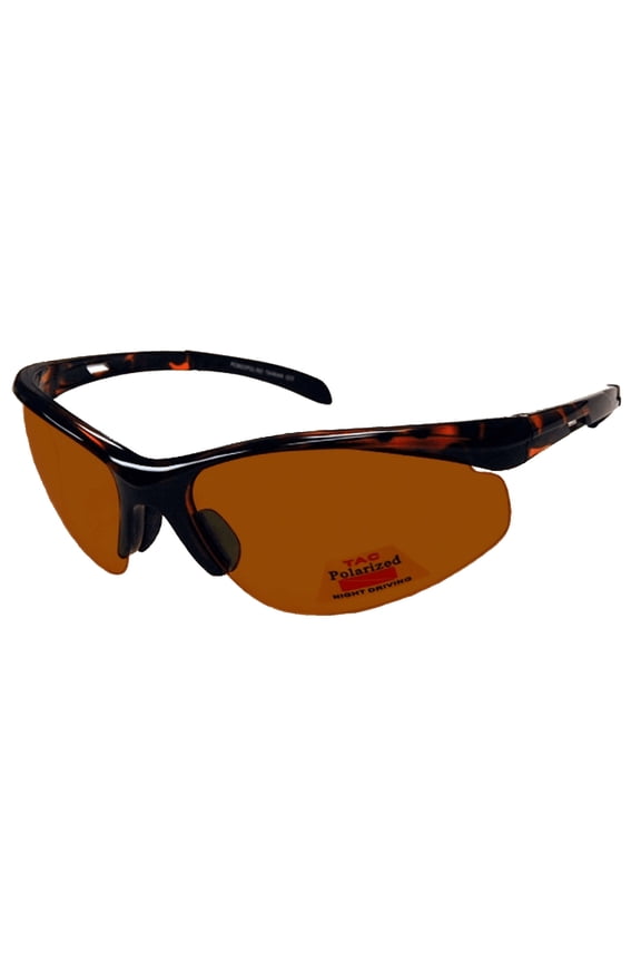 FLY-DEF High-Definition Polarized Fishing sunglasses Gold Lens Semi-Rimless Sports Wrap - Black