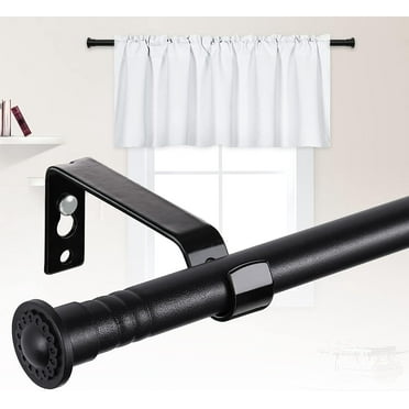 FLY HAWK Black Curtain Rod 28" to 48" for Windows - 5/8 Inch Metal Rod with Brackets - Adjustable Spliced Modern Basic Drapery Rods