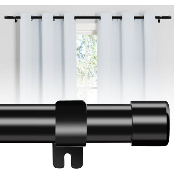 FLY HAWK Black Curtain Rods for windows 30 to 94 inches, 1 inch Metal Curtain Rod Kit with Adjustable Brackets