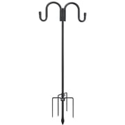 FLY HAWK Black Double Shepherds Hook for Outdoor Hummingbird Feeder Stand, Solar Lights, Flower Basket - 78 inch Adjustable Bird Feeder Pole - Black