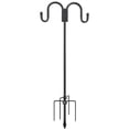 thumbnail image 1 of FLY HAWK Black Double Shepherds Hook for Outdoor Hummingbird Feeder Stand, Solar Lights, Flower Basket - 78 inch Adjustable Bird Feeder Pole - Black, 1 of 6