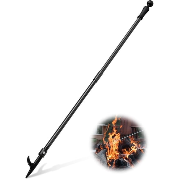 FLY HAWK Fire Poker for Fire Pit, 46 inches Portable Fireplace Tools for Outdoor Patio Fireplace, Stove, Outdoor FirePit Tools, Black