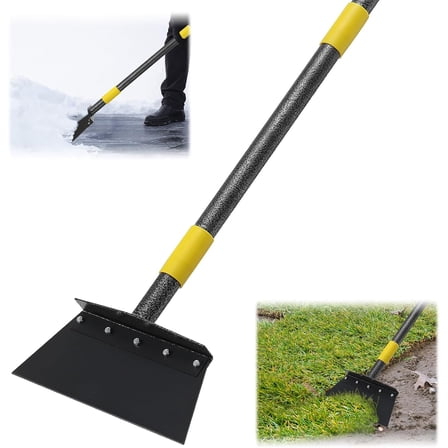 FLY HAWK Ice Snow Shovel, 60" Adjustable Floor Flat Scraper with 2 Spades for Outdoor Garden Cleaning, Ice Remover
