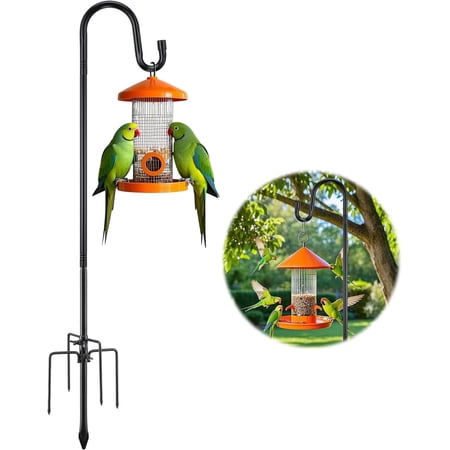FLY HAWK Shepherds Hooks for Outdoor, 78 Inch Adjustable Garden Hanger Stand with 5 Prong Base, 5/8in Bird Feeder Pole for Hummingbird Feeder, Wind Chime, Lantern