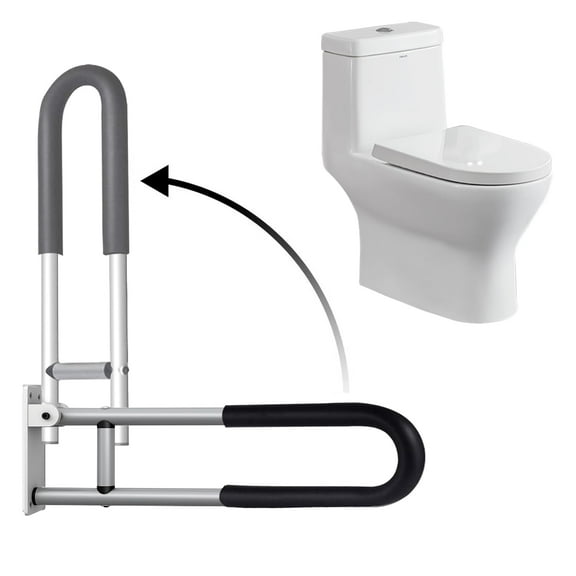 FLY HAWK 24 Inch Stable Toilet Grab Bar, Aluminum Alloy Wall Mount Toilet Rail with Foam Arms for Seniors, Support to 220LBS