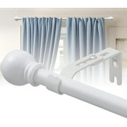 FLY HAWK White Curtain Rod Kit - 5/8" Adjustable Curtain Rods for Window 30" to 93", Including Two Brackets