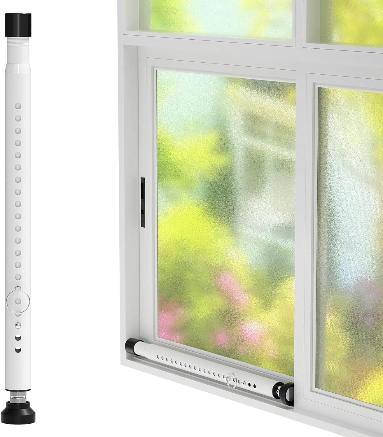 FLY HAWK Window Security Bar for House Apartment Heavy Duty, Adjustable Sliding Door Lock Bar, 18-51 inch, Matte White