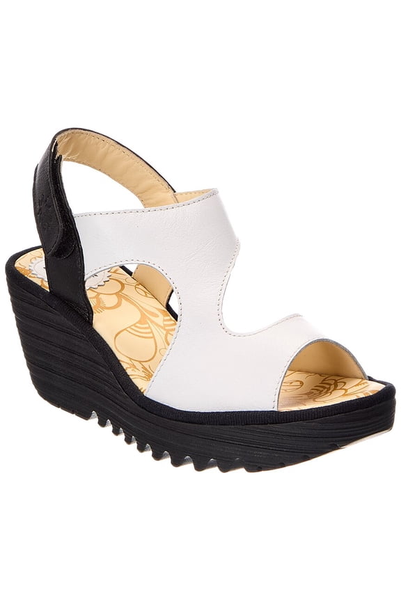 Leather Wedge Sandal, 40, White