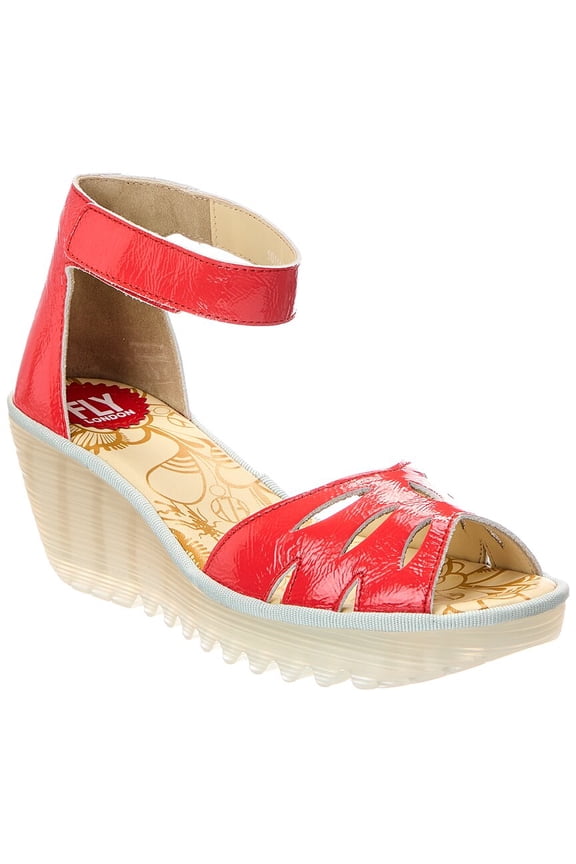 Patent Wedge Sandal, 36, Red