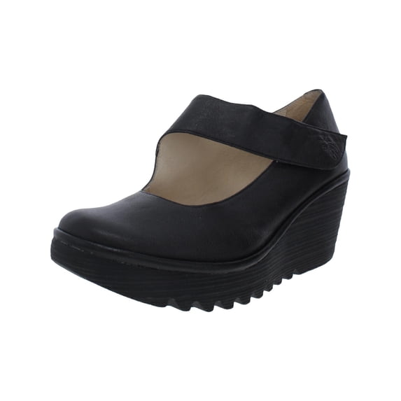 FLY London Womens Yas Leather Wedge Wedge Heels Black 41