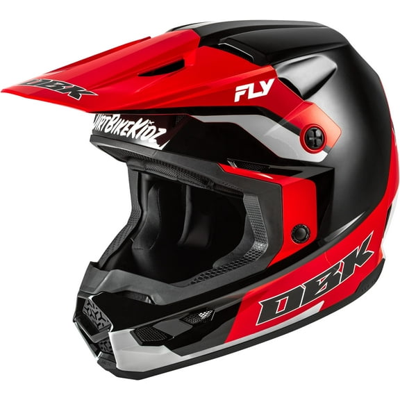 FLY Racing 2026 Kinetic DBK MX Helmet  ECE/DOT Approved, Lightweight Polycarbonate Shell, Advanced Protective Motocross Gear - Black/Red/Grey, Small
