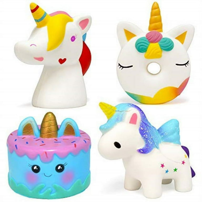 FLY2SKY Unicorn Squishy Toy 4 PCS Kawaii Narwhale Cake Unicorn