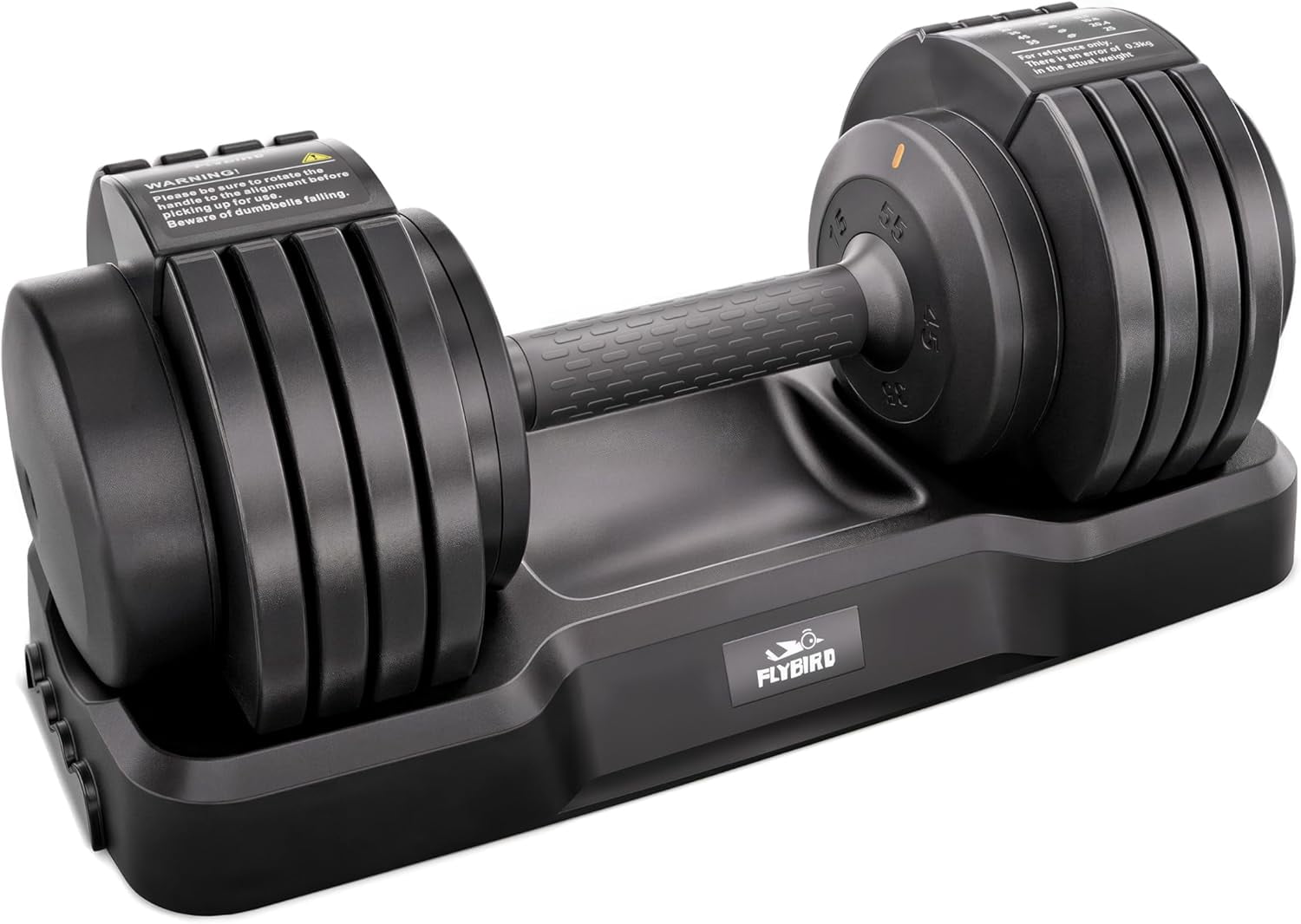 FLYBIRD Adjustable Dumbbell, 55LB/110LB Single Dumbbell for Home Gym Exercise & Fitness, 5-IN-1 Fast Adjustable Weights with Anti-Slip Handle (2 Weight Option)