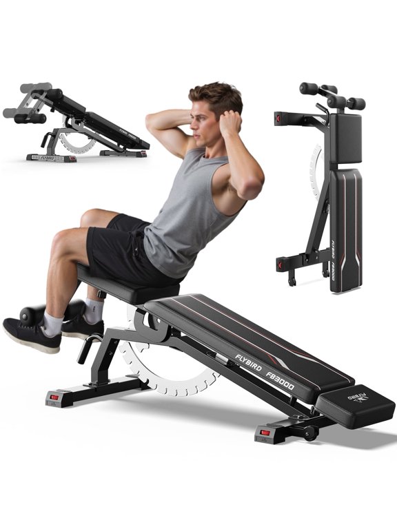 Flybird Series WB8 Weight Bench, 1200LBS Foldable Strength Training Bench for Home Gym & Storage