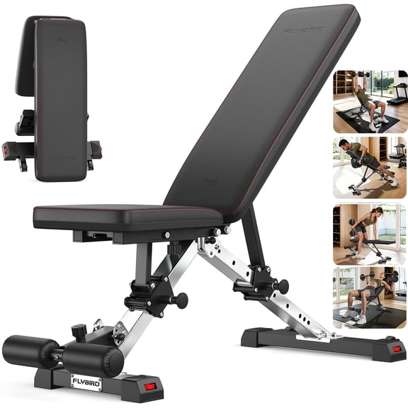 FLYBIRD Adjustable Weight Bench for Home Workout - 1000+ lbs Heavy Duty Foldable Bench Press for Full Body Strength Training Fitness Exercise