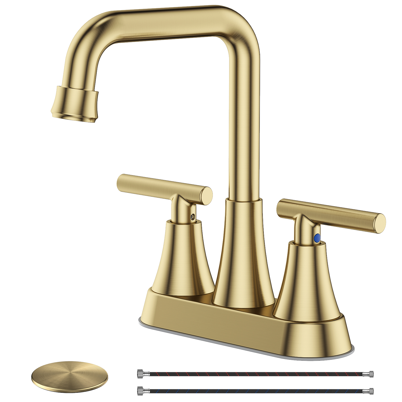 KRAUS Arlo Brushed Gold Tall Vessel Bathroom Faucet with Pop-Up Drain ...