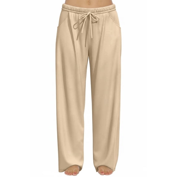 FLYCURVY Plus Size Women Pajama Pants Soft Long Sleep Lounge Pants Drawstring with Pocket L-5XL
