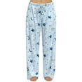 thumbnail image 1 of FLYCURVY Plus Size Women Pajama Pants Soft Long Sleep Lounge Pants Drawstring Star Floral Printed with Pocket L-5XL, 1 of 6