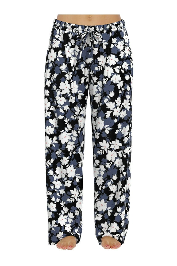 Plus Size Women Pajama Pants Soft Long Sleep Lounge Pants Drawstring Star Floral Printed with Pocket L-5XL