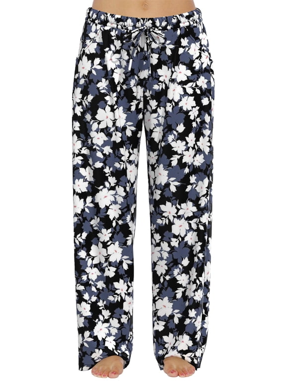 Plus Size Women Pajama Pants Soft Long Sleep Lounge Pants Drawstring Star Floral Printed with Pocket L-5XL