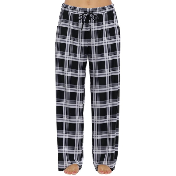FLYCURVY Plus Size Women Pajama Pants Soft Long Sleep Lounge Pants Drawstring with Pocket L-5XL