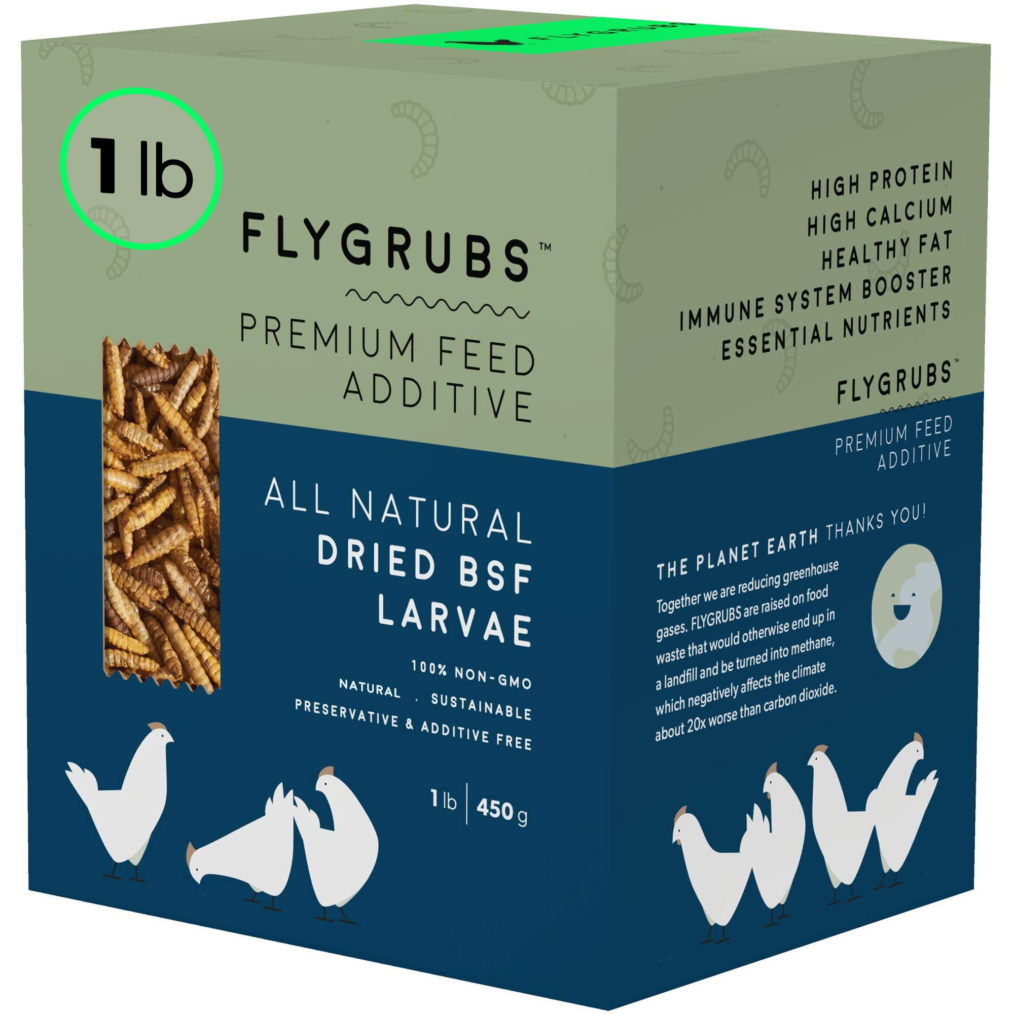 FLYGRUBS Superior to Dried Mealworms for Chickens (1lb) NonGMO