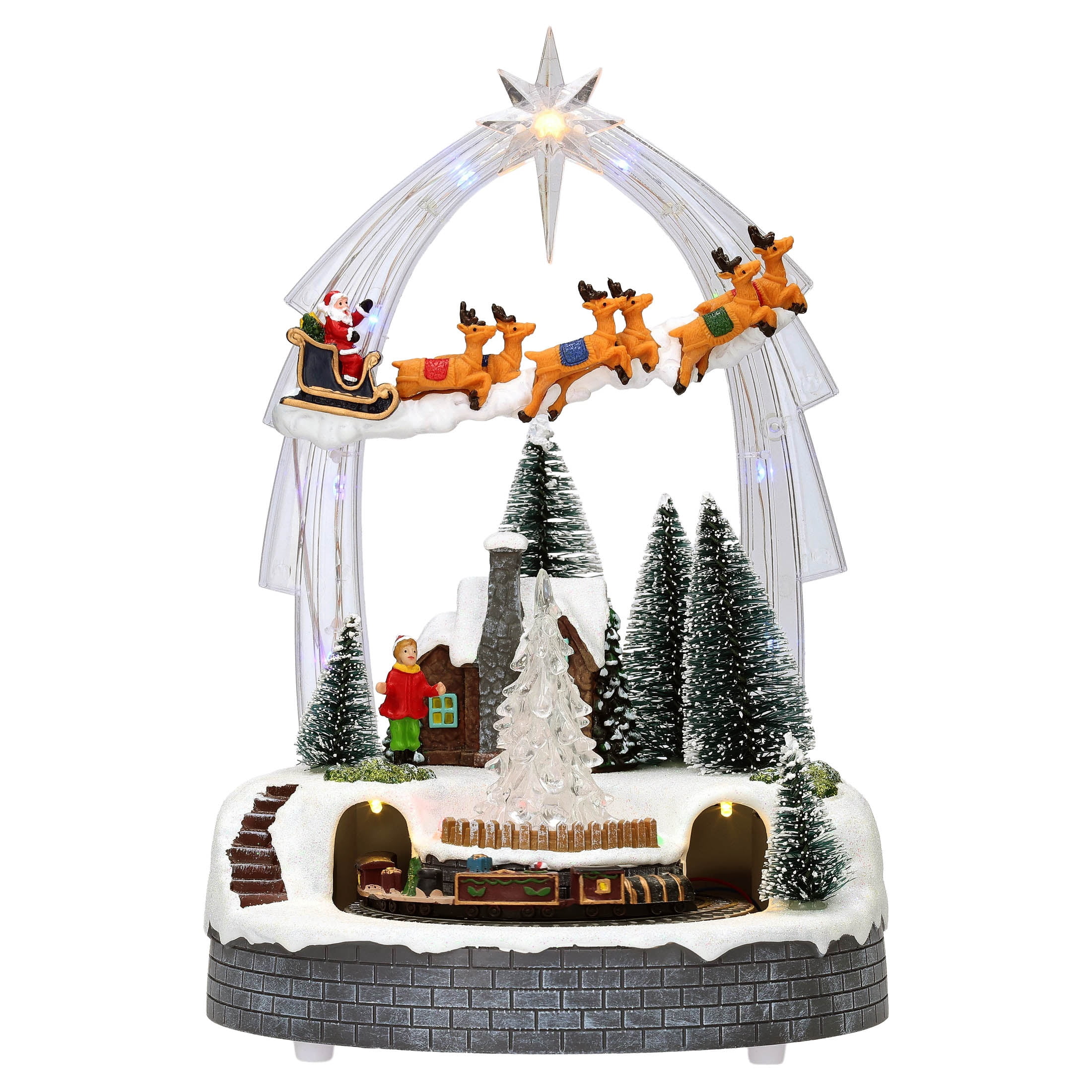 Light-Up and Musical Flying Santa Christmas Village Decoration, Multicolor, 11.37", by Holiday Time